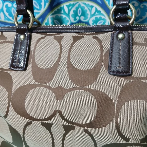 Coach Brown and Tan Shoulder Bag